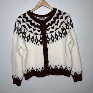 Faith And Zoe Neutral Fair Isle Winter Holiday Sweater Fall Juniors Small